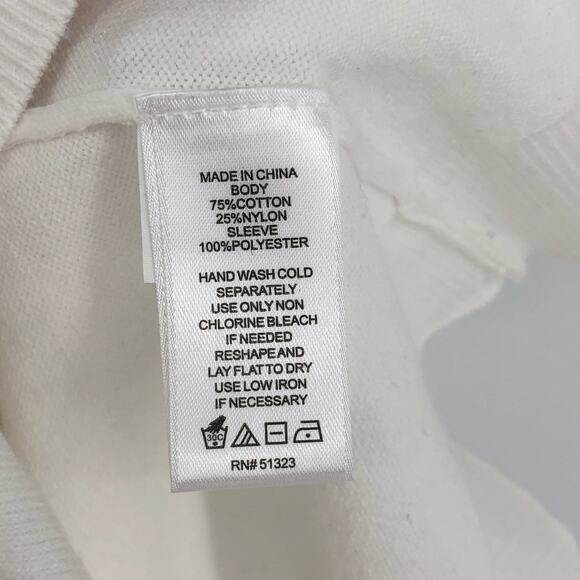 Cece Womens Long Sleeve Sweater Large White Ruffled Sheer Pleated Mock Neck - Picture 14 of 14